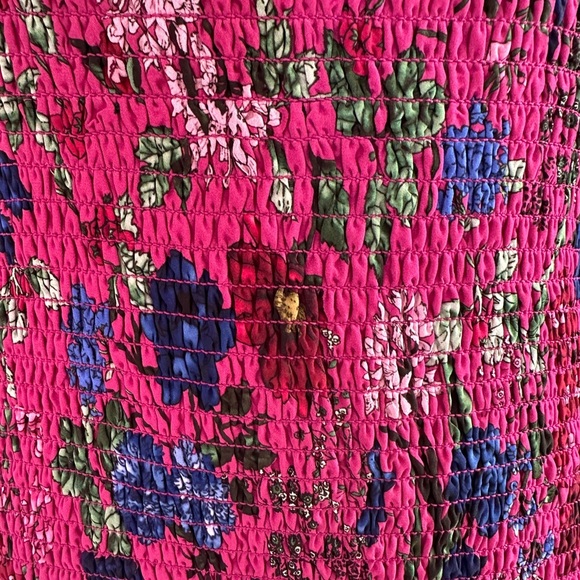 EUC Hatch The Freya Maternity Smocked Long Sleeve Dress Pink Queen Floral 2 M - Picture 7 of 10